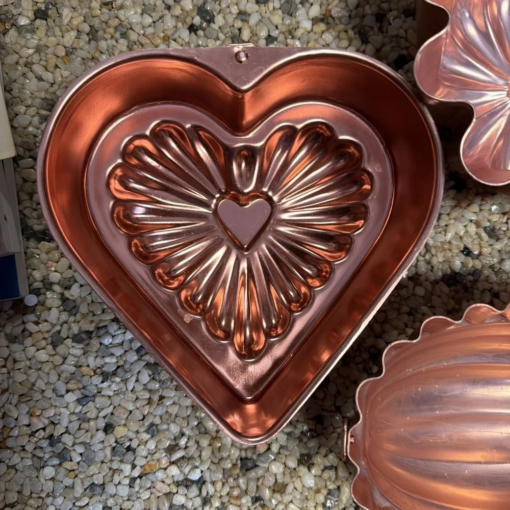 Vintage Copper Wall Decor Hangers Plated Tin Lot Of 3 Antique